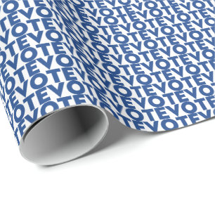 Stem blauw en wit modern typografie patroon cadeaupapier