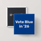Stem blauw in 2026 vierkante button 5,1 cm (Voorkant /achterkant)