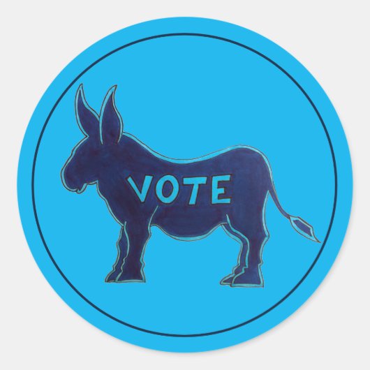 STEM Blauwe Ezel Verkiezingsdag USA Stemmend Patri Ronde Sticker (Voorkant)