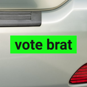 Stem brat kamala eenvoudig zwart en neon groen bumpersticker