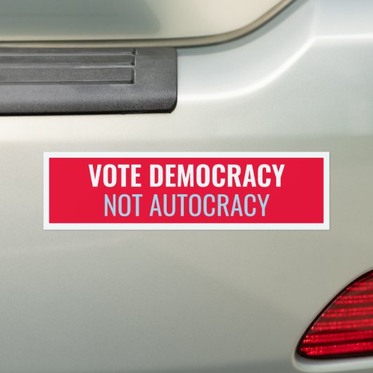 Stem Democratie (rood) Bumpersticker (Op auto)