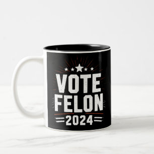 Stem Felon Trump 2024 Grappige Verkiezingsstem Tweekleurige Koffiemok