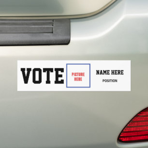 STEM FOTO PERSONALISEER NAAM BUMPERSTICKER