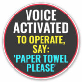 Stem geactiveerd om te werken zeg document handdoe sticker (Voorkant)