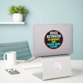 Stem geactiveerd om te werken zeg document handdoe sticker (Laptop op bureau)