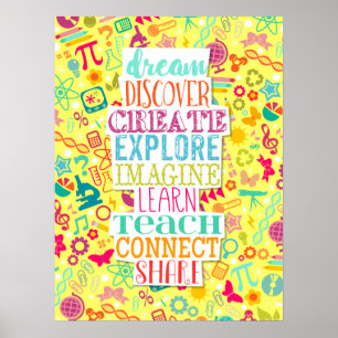 STEM Girls Rock Inspiration Yellow Poster