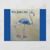 Stem Harris 2024 Blauw FLAmingo w / Parels Briefka Briefkaart (Voorkant)
