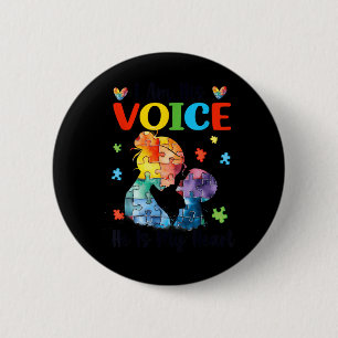 Stem Hart Autismebewustzijn Maand Ronde Button 5,7 Cm