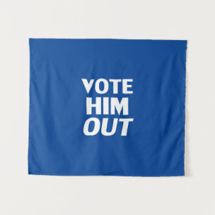 Stem hem uit blauw-wit moderne typografie wandkleed