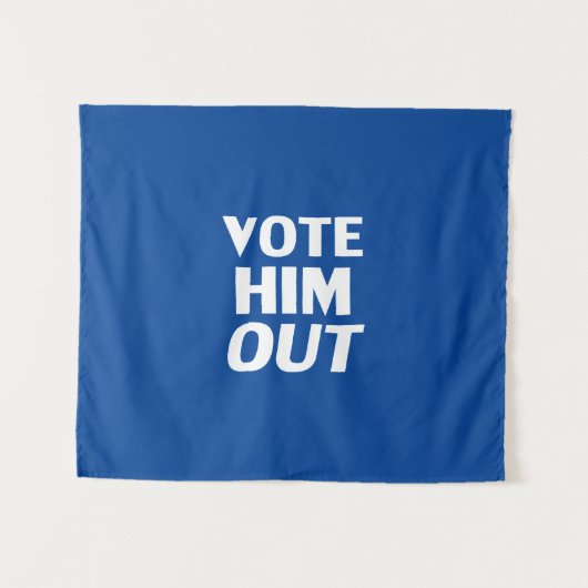 Stem hem uit blauw-wit moderne typografie wandkleed (Voorkant (horizontaal))