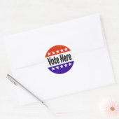 Stem hier ronde sticker (Envelop)
