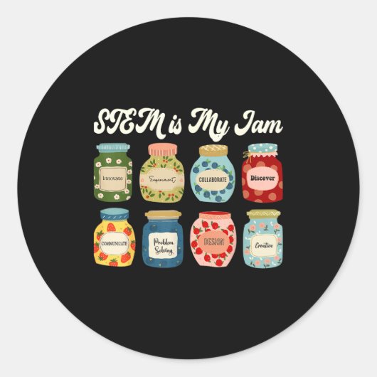 Stem Is My Jam Teacher Science Tech Engineering Ma Ronde Sticker (Voorkant)