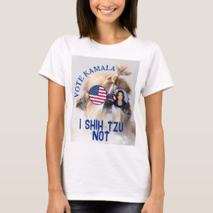 Stem Kamala USA vlag Shih Tzu Niet schattige hond T-shirt