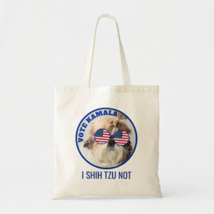 Stem Kamala USA vlag Shih Tzu Niet schattige hond Tote Bag