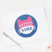 Stem Kat Blauw Ronde Sticker (Envelop)