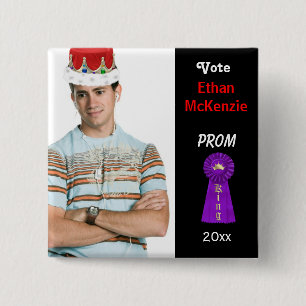 Stem me voor Prom King (Paars) Vierkante Button 5,1 Cm