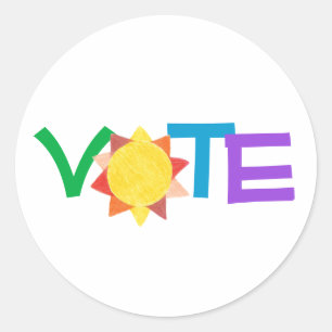 Stem Met Zon / Plezierige Stemactie / Zon Stem Ronde Sticker
