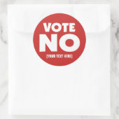 Stem Nee met uw aangepaste tekst Ronde Sticker (Tas)