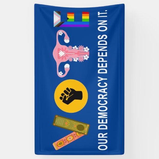 Stem Onze democratie hangt ervan af - Verkiezingen Spandoek (Verticaal)