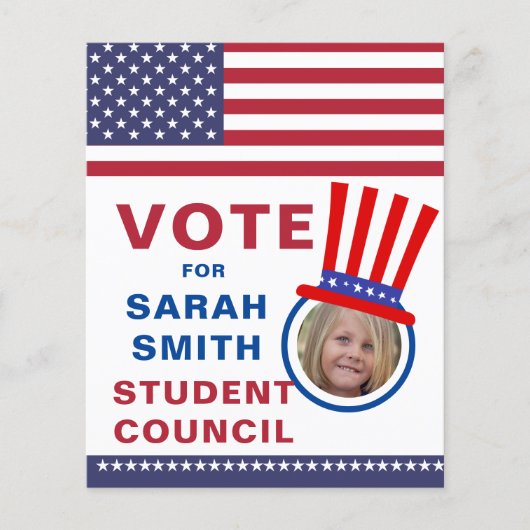 Stem op Class President: Pet & vlag foto Flyer (Voorkant)