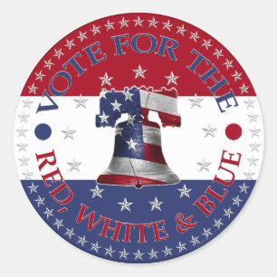 Stem op de rode, witte en blauwe Liberty Bell Ronde Sticker