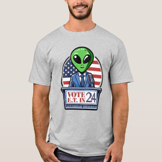Stem op E.T. in 2024 Alien UFO T-shirt (Voorkant)