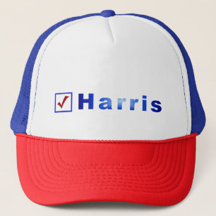 Stem op Harris Rode Controle in Blauwe Box Hoeden Trucker Pet