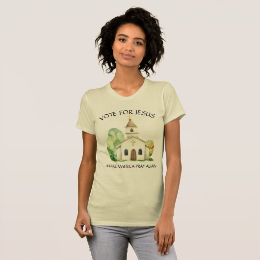Stem op Jezus Make America Pray Again Kerk T-shirt (Voorkant volledig)