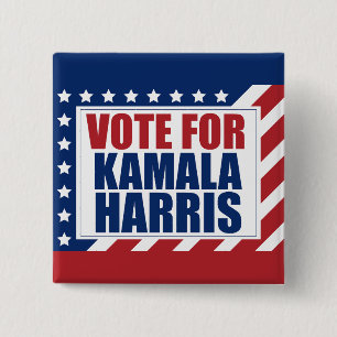 Stem op Kamala Harris Amerikaanse vlag Vierkante Button 5,1 Cm