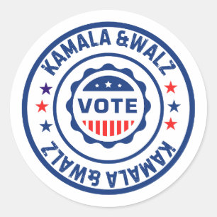 Stem op Kamala Harris en Walz Ronde Sticker