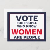 Stem op mensen die weten dat vrouwen mensen zijn briefkaart (Voorkant / Achterkant)