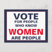 Stem op mensen die weten dat vrouwen mensen zijn briefkaart (Voorkant)