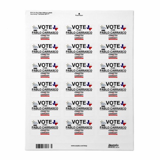 Stem op Pablo Carrasco Etiket (Full Sheet)