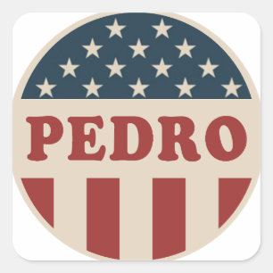 Stem op Pedro Classic Retro American Voter Button Vierkante Sticker