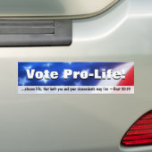 Stem pro-life, conservatief patriottisch bumpersticker (Op auto)
