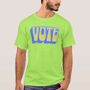 Stem Retro Kleurrijke Groovy Blauw Geel Chartreuse T-shirt