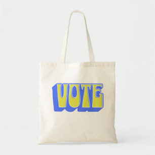 Stem Retro Kleurrijke Groovy Blauw Geel Verkiezing Tote Bag