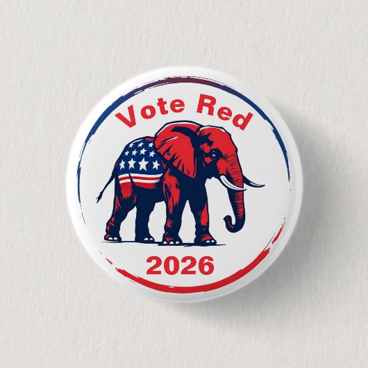 Stem Rood 2026 Ronde Button 3,2 Cm (Voorkant)