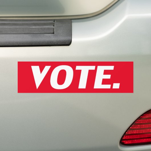 Stem rood en wit moderne typografie bumpersticker (Op auto)
