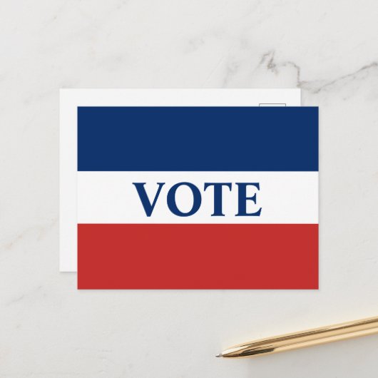 STEM Rood Wit en Blauw Strepen Briefkaart (Voorkant / Achterkant in situ)