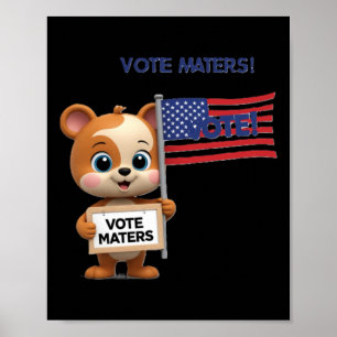 Stem S Verkiezings Poster met een Schattige Beer S
