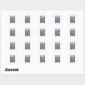 Stem Scan QR Code om aangepaste blauw wit te regis Ronde Sticker (Vel)