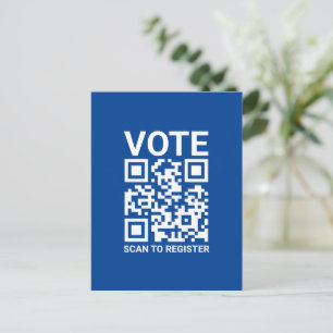Stem Scan QR-code om aangepaste tekst blauw te reg Briefkaart