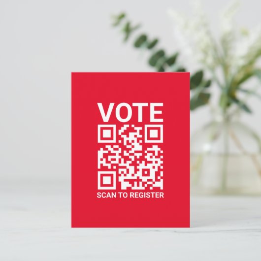 Stem Scan QR-code om aangepaste tekst rood te regi Briefkaart (Staand voorkant)