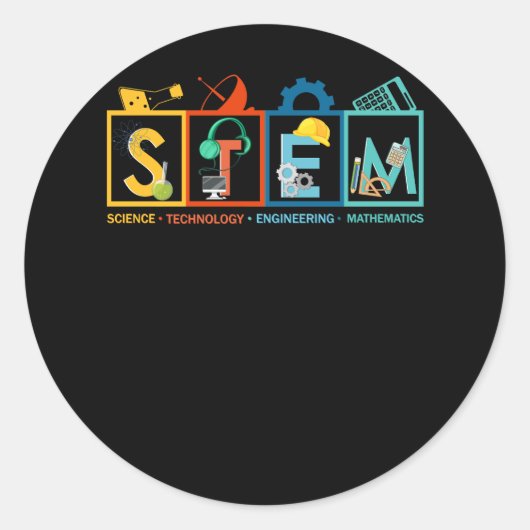STEM Science Technology Engineering Wiskunde Teach Ronde Sticker (Voorkant)