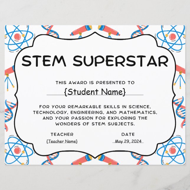 STEM Superstar Student Recognition Award (Voorkant)