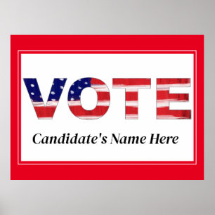 Stem tekst in vlag kleuren Rood Naam kandidaat Poster