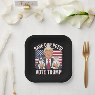 Stem Trump Red onze huisdieren katten honden 2024 Papieren Bordje