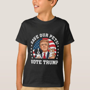 Stem Trump Red onze huisdieren katten honden 2025 T-shirt