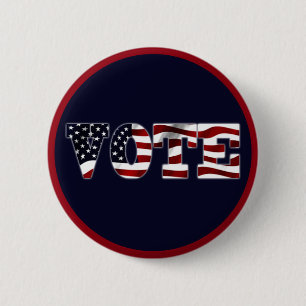Stem USA Vlag Blauw Rood Ontwerp Ronde Button 5,7 Cm
